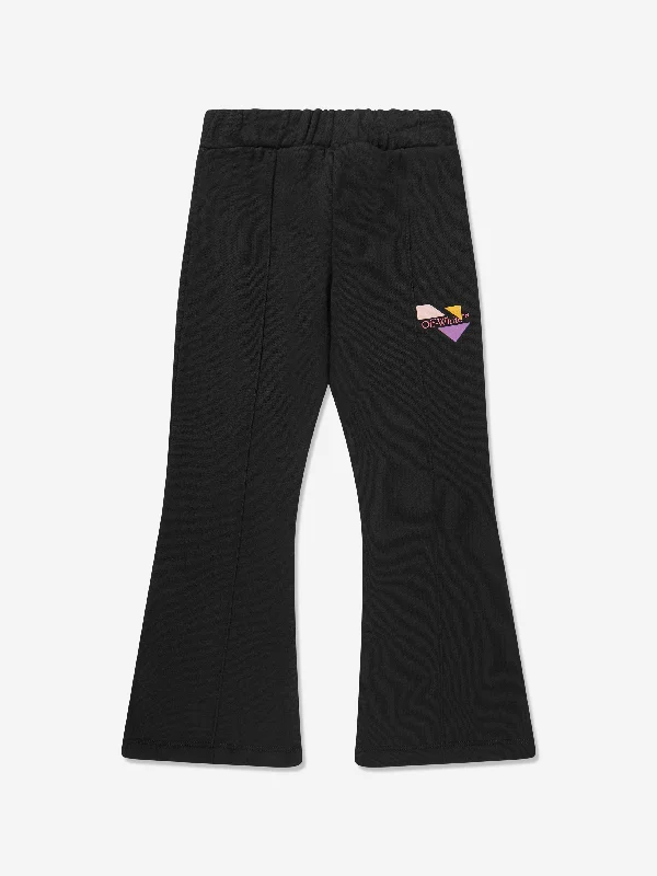 Off-White Girls Logo Geometric Flare Sweatpants in Black Off-White Girls Logo Geometric Flare Sweatpants in Black
