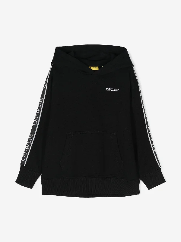 Off-White Boys Bookish Logo Band Hoodie in Black Off-White Boys Bookish Logo Band Hoodie in Black