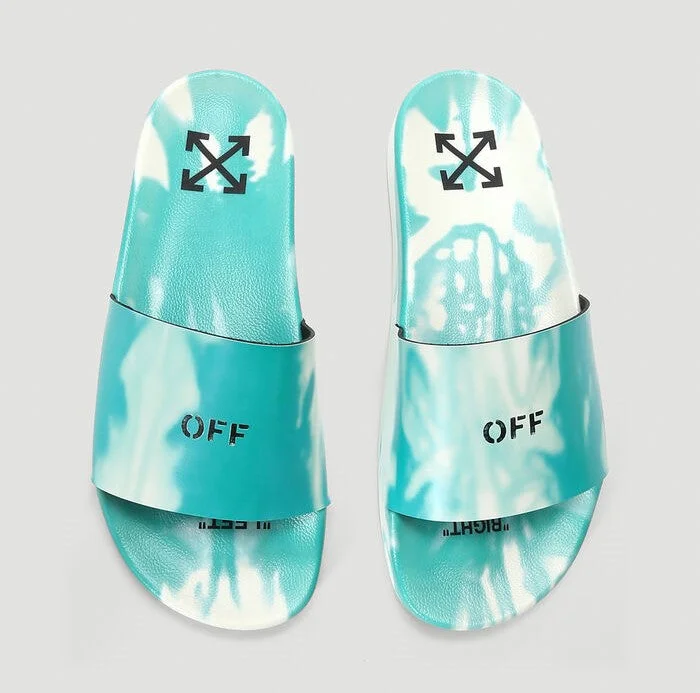 Off-White SS2021 Tie-dye Effect Sliders In Green
