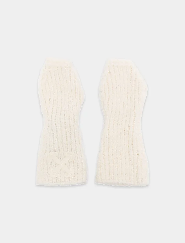 OFF WHITE KNIT HALF GLOVES