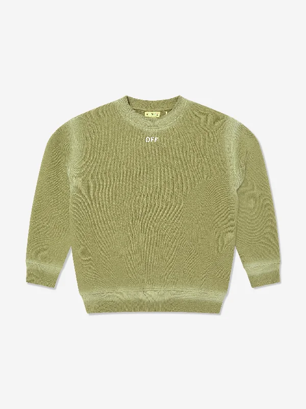 Boys Off Stamp Sweatshirt in Green Boys Off Stamp Sweatshirt in Green
