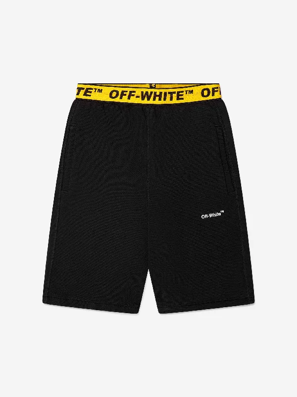 Off-White Boys Logo Industrial Sweat Shorts In Black Off-White Boys Logo Industrial Sweat Shorts In Black