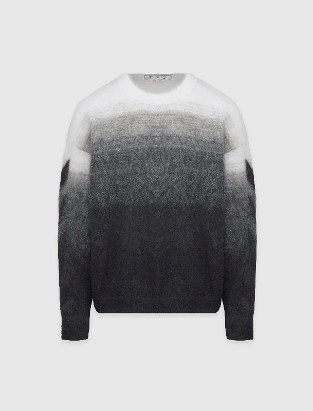 OFF WHITE DIAGONAL BRUSHED KNIT CREWNECK