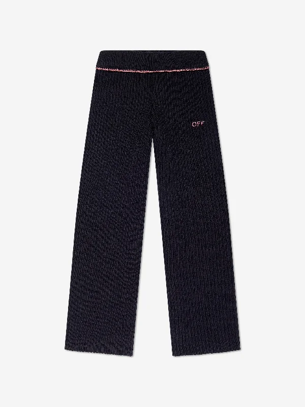 Off-White Girls Off Stamp Clear Rib Pants in Black