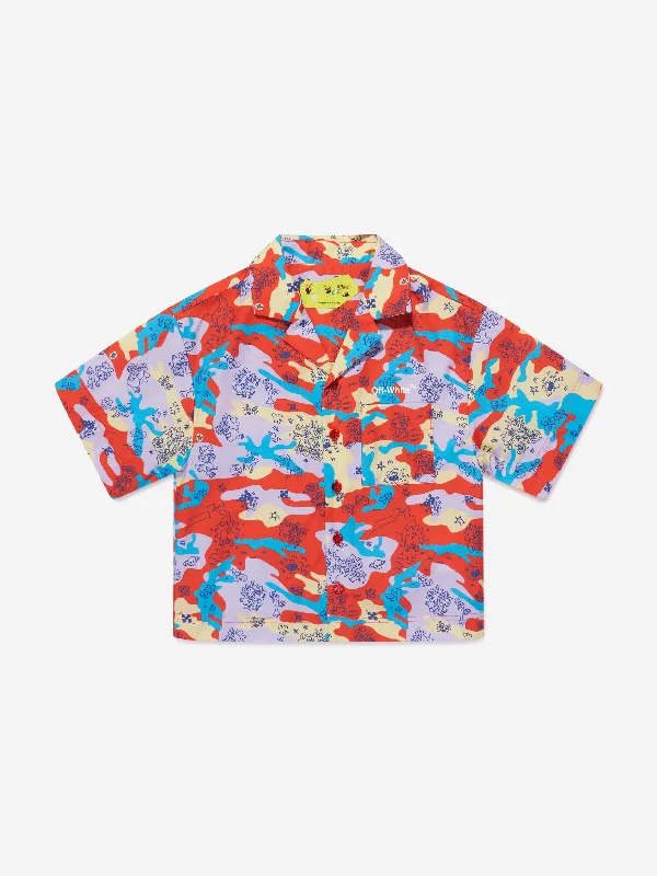 Off-White Boys Puzzleflage Bowling Shirt in Multicolour Off-White Boys Puzzleflage Bowling Shirt in Multicolour