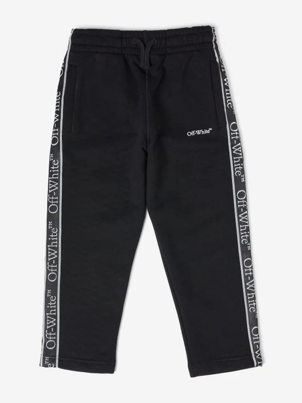 Off-White Boys Bookish Logo Band Joggers in Black Off-White Boys Bookish Logo Band Joggers in Black