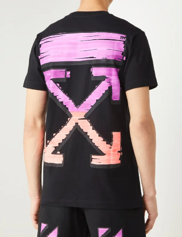 Off White Black and fuchsia Marker S/S 2021 T-shirt (Black Line)