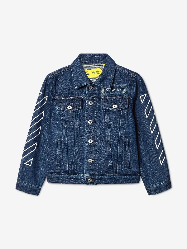 Off-White Boys Bookish Patch Denim Jacket in Blue Off-White Boys Bookish Patch Denim Jacket in Blue