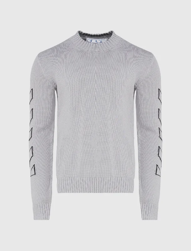 OFF WHITE DIAGONAL OUTLINE KNIT CREWNECK