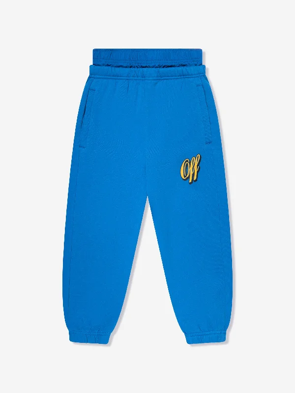 Off-White Boys Baseball Logo Joggers in Blue Off-White Boys Baseball Logo Joggers in Blue