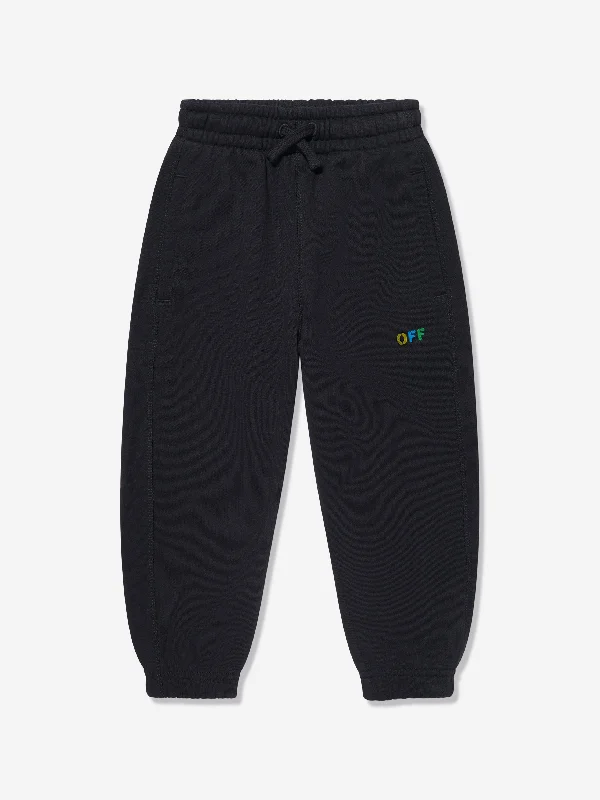 Off-White Kids Diagonal Rainbow Joggers in Black Off-White Kids Diagonal Rainbow Joggers in Black