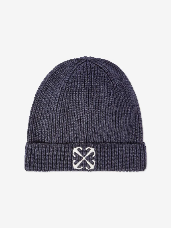 OFF WHITE Off-White Kids Bookish Beanie Hat in Navy