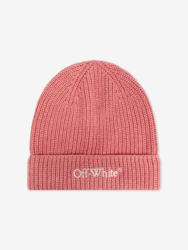 OFF WHITE Off-White Girls Bookish Beanie Hat in Pink