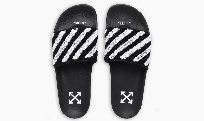 Off-White Flyknit Slider sandal in white/black