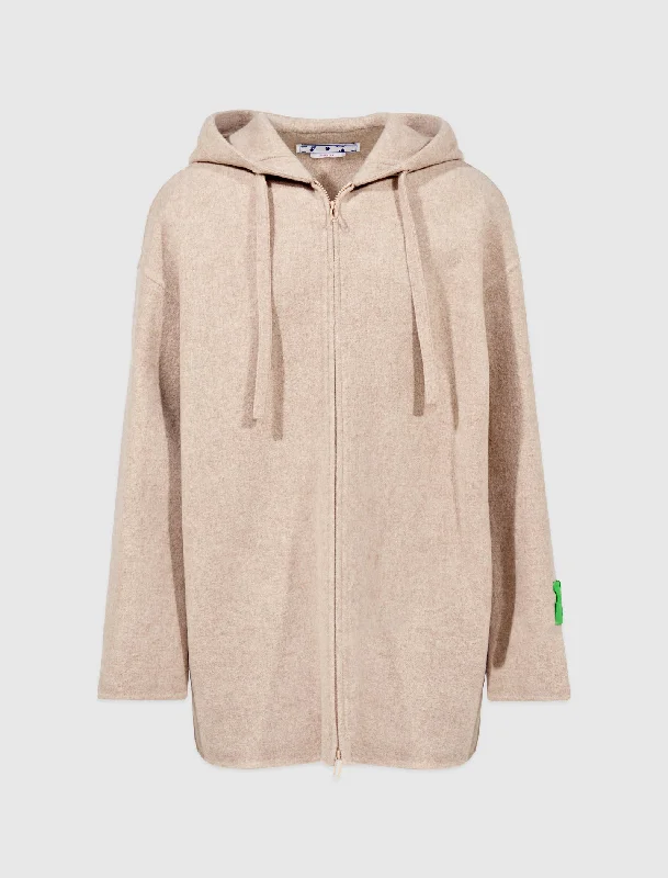 OFF WHITE WOOL OVER ZIP HOODIE OFF WHITE WOOL OVER ZIP HOODIE