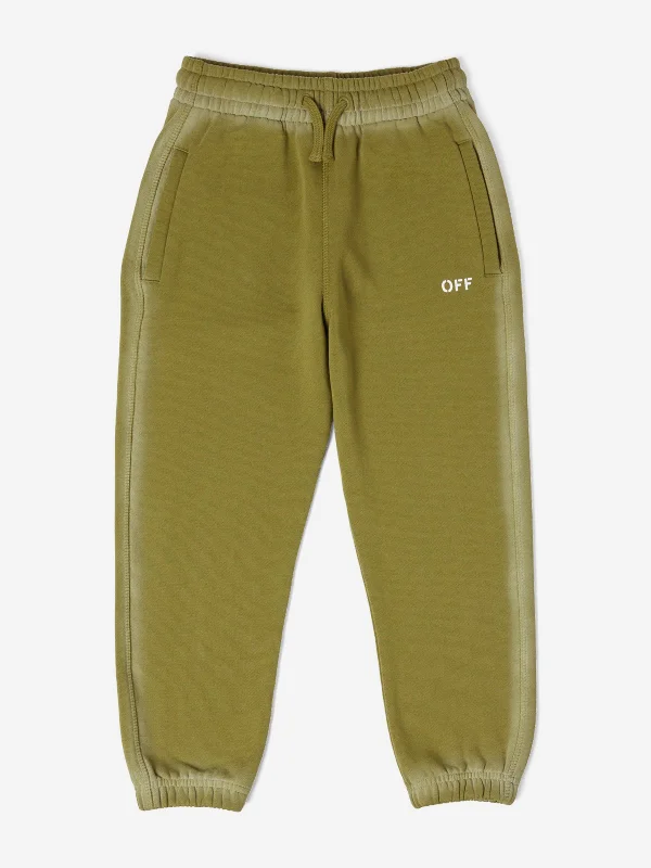 Off-White Boys Off Stamp Joggers in Green Off-White Boys Off Stamp Joggers in Green