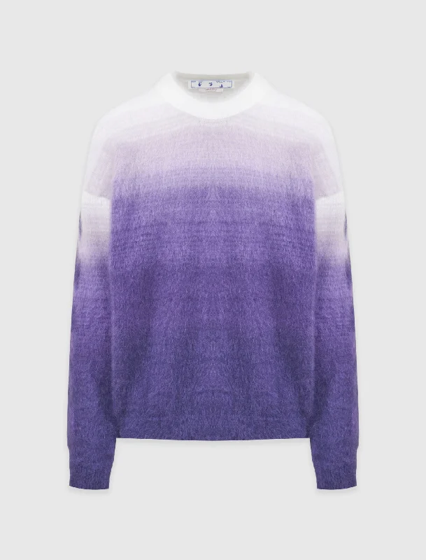 OFF WHITE DIAGONAL BRUSHED KNIT CREWNECK