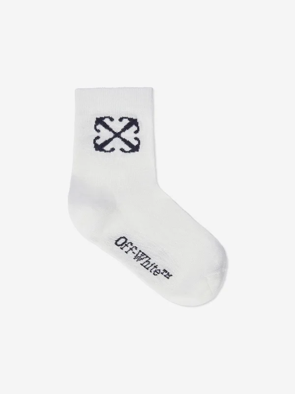Off-White Kids Arrow Mid High Socks in White Off-White Kids Arrow Mid High Socks in White
