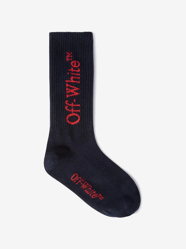 Off-White Kids Bookish Logo Socks in Black Off-White Kids Bookish Logo Socks in Black