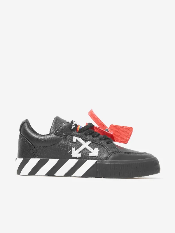 Off-White Boys Leather Lace Up Trainers in Black Off-White Boys Leather Lace Up Trainers in Black